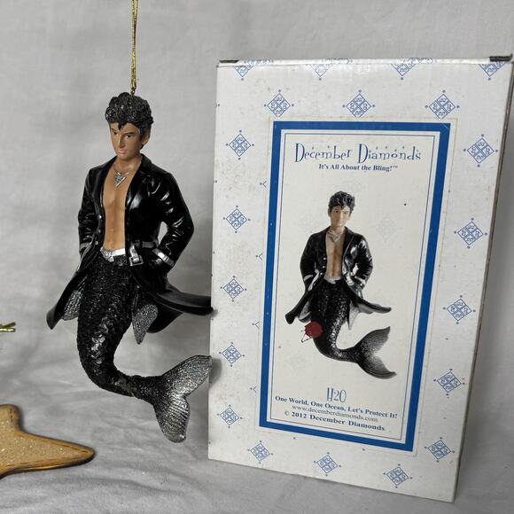 Retired December Diamonds H2O Merman Ornament #55-90764 2012 Boxed Repaired Tail - Picture 1 of 10